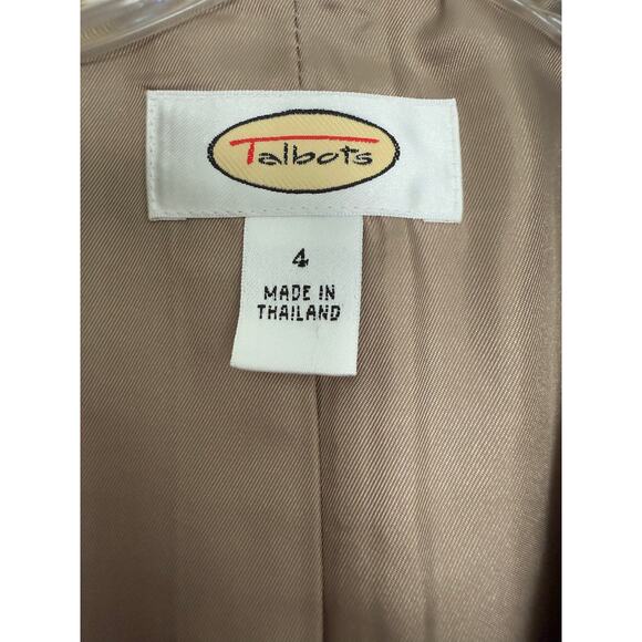 Talbots Tweed Blazer Jacket Italian Fabric Career‎ Office Beige Metallic Sz 4 - Picture 7 of 14